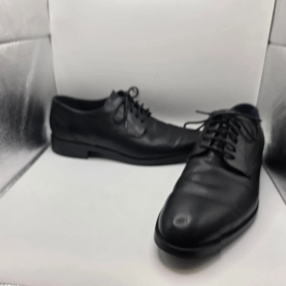 Cole Haan Grand Mens Black Leather Plain Toe Derby Dress Shoes C32351 Size 10M